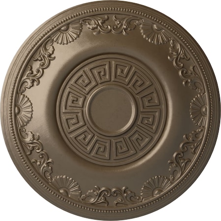 Ekena Millwork Nestor Ceiling Medallion (Fits Canopies up to 5"), Hand-Painted Warm Silver, 25 7/8"OD x 2 1/4"P CM25NEWSS